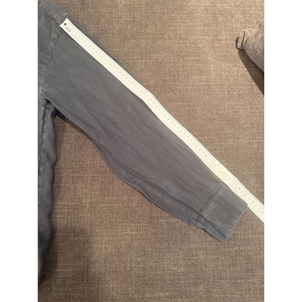 CP Shades Shirt Womens Medium Gray 100% Linen Button Front Tunic Top Long Sleeve - Picture 14 of 16